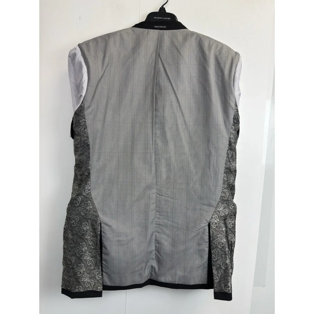 Egara Mens 42L Black 100% Wool Blazer Slim Fit Classic Suit‎ Jacket Sport Coat